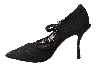 Dolce &amp; Gabbana Elegantes zapatos de tacón de aguja de encaje negro