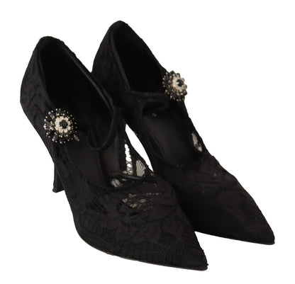 Dolce &amp; Gabbana Elegantes zapatos de tacón de aguja de encaje negro