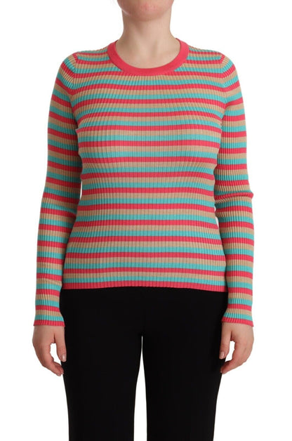Dolce &amp; Gabbana Jersey elegante de seda a rayas con cuello redondo