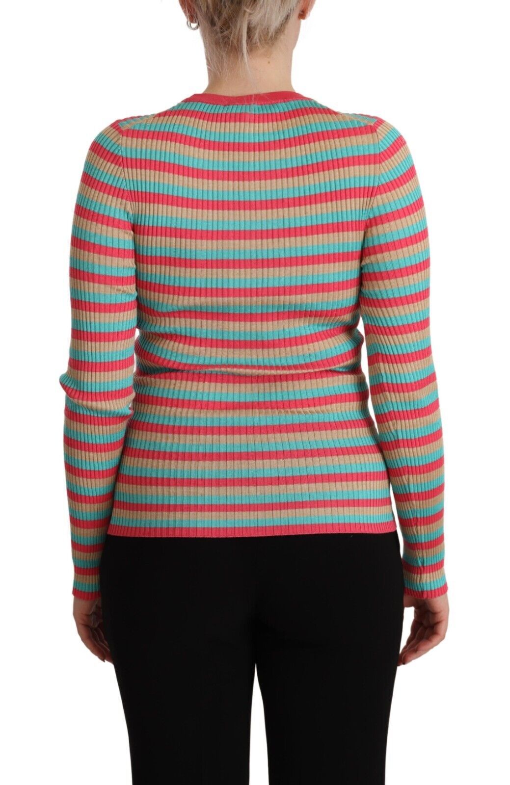 Dolce &amp; Gabbana Jersey elegante de seda a rayas con cuello redondo