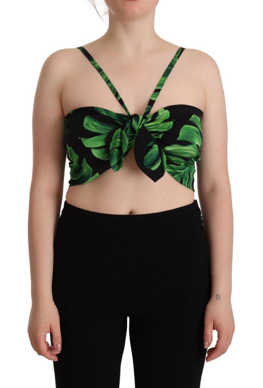 Dolce &amp; Gabbana Top corto halter con estampado de hojas elegante