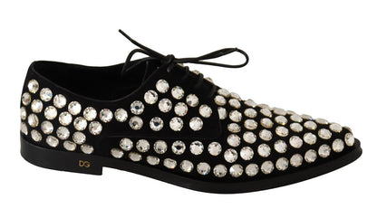 Dolce &amp; Gabbana Elegantes zapatos planos con cordones adornados con cristales