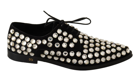 Dolce &amp; Gabbana Elegantes zapatos planos con cordones adornados con cristales
