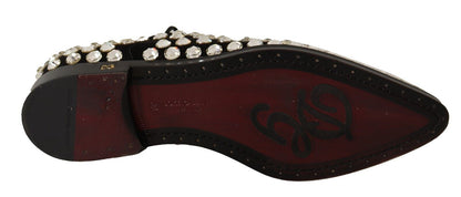 Dolce &amp; Gabbana Elegantes zapatos planos con cordones adornados con cristales