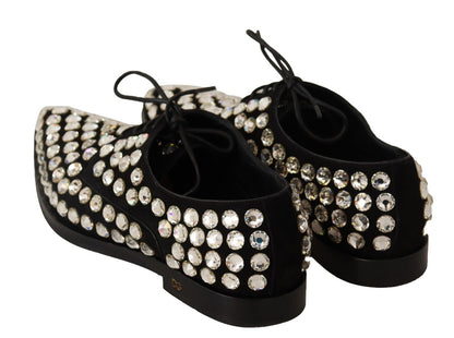 Dolce &amp; Gabbana Elegantes zapatos planos con cordones adornados con cristales