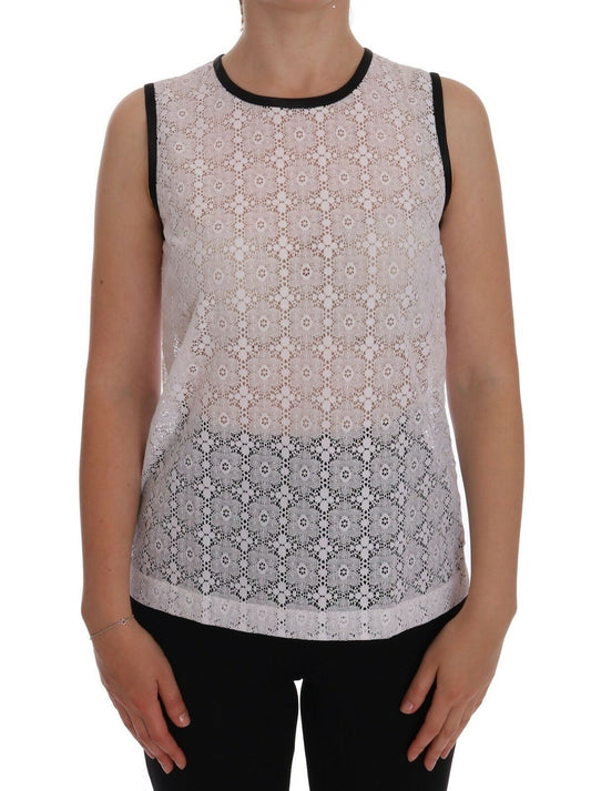Dolce &amp; Gabbana Elegante camiseta sin mangas de nailon blanco