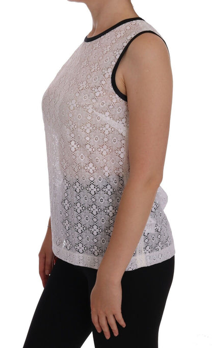 Dolce &amp; Gabbana Elegante camiseta sin mangas de nailon blanco