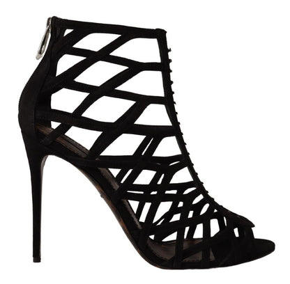Dolce &amp; Gabbana Elegantes sandalias de tacón de ante negro
