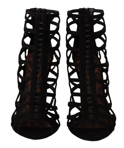 Dolce &amp; Gabbana Elegantes sandalias de tacón de ante negro