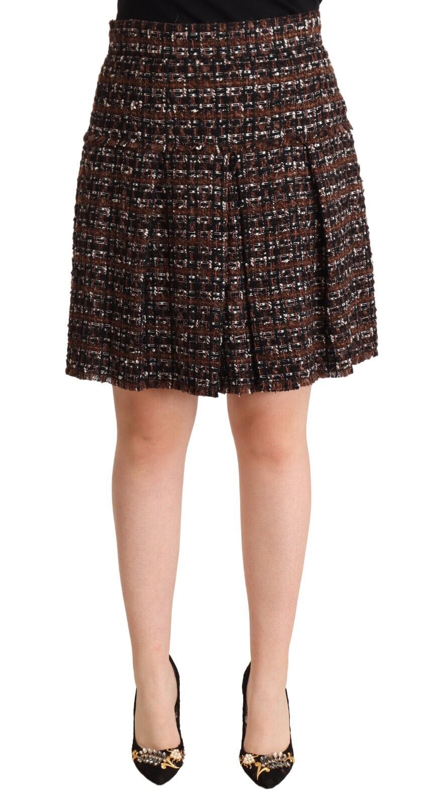 Dolce &amp; Gabbana Minifalda plisada acampanada marrón elegante
