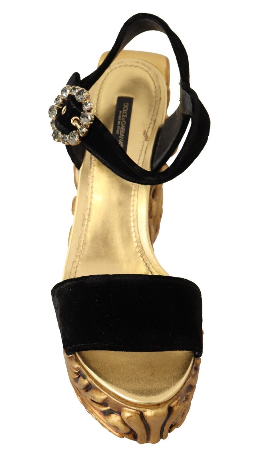Tacones de terciopelo barroco Dolce &amp; Gabbana en negro y dorado