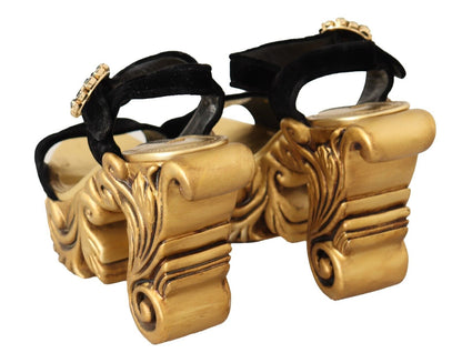 Tacones de terciopelo barroco Dolce &amp; Gabbana en negro y dorado