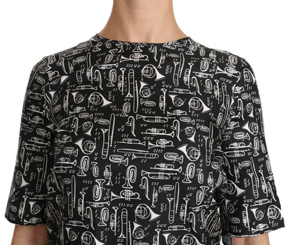 Dolce &amp; Gabbana Exquisita blusa de seda con estampado de trompeta