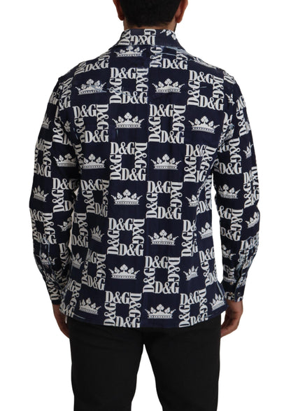 Dolce &amp; Gabbana Camisa elegante con corona azul de corte slim