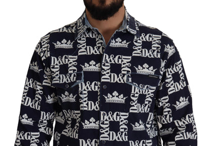 Dolce &amp; Gabbana Camisa elegante con corona azul de corte slim