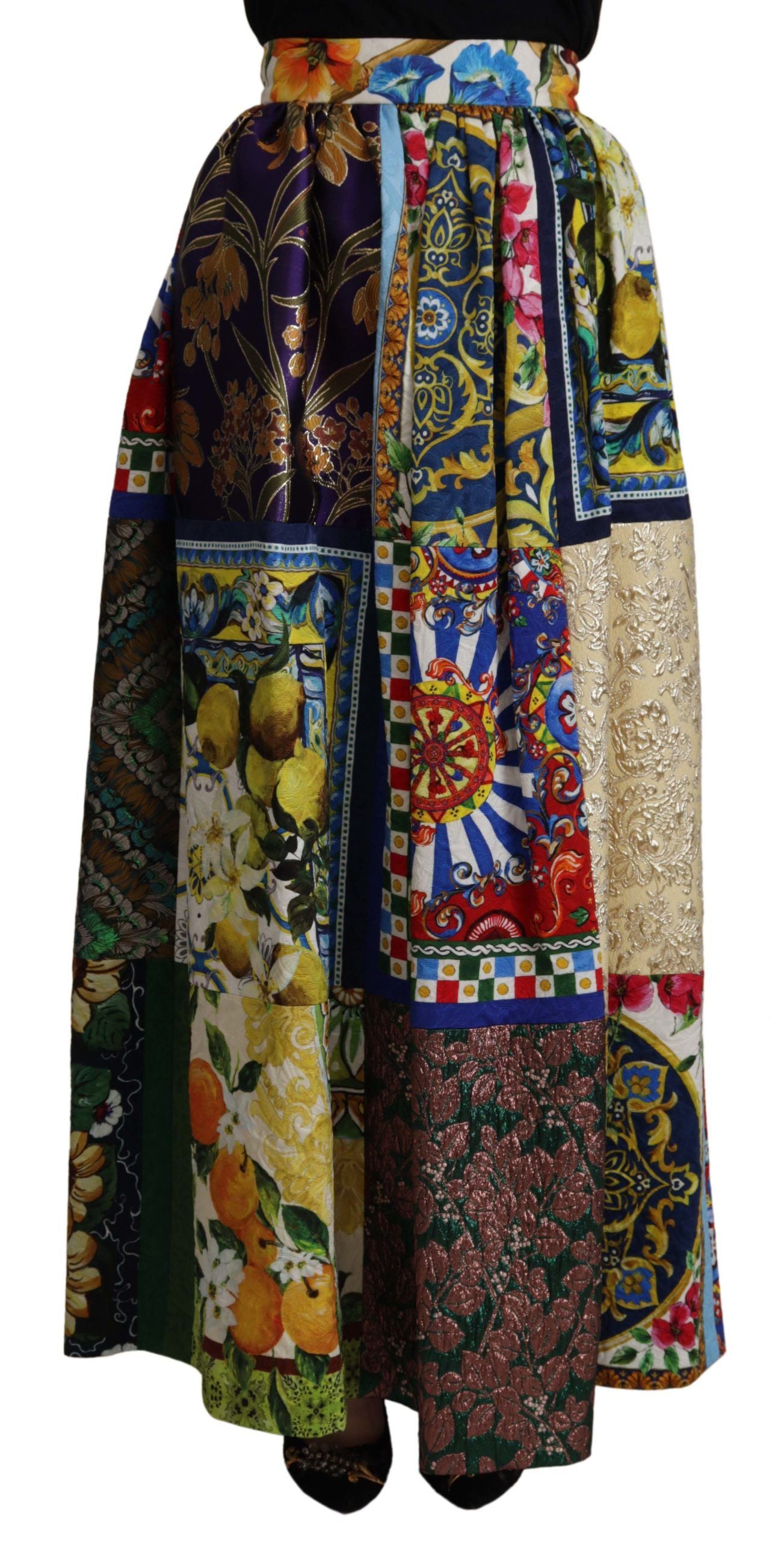 Dolce &amp; Gabbana Falda larga de cintura alta con estampados sicilianos