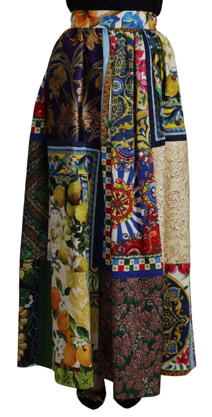 Dolce &amp; Gabbana Falda larga de cintura alta con estampados sicilianos