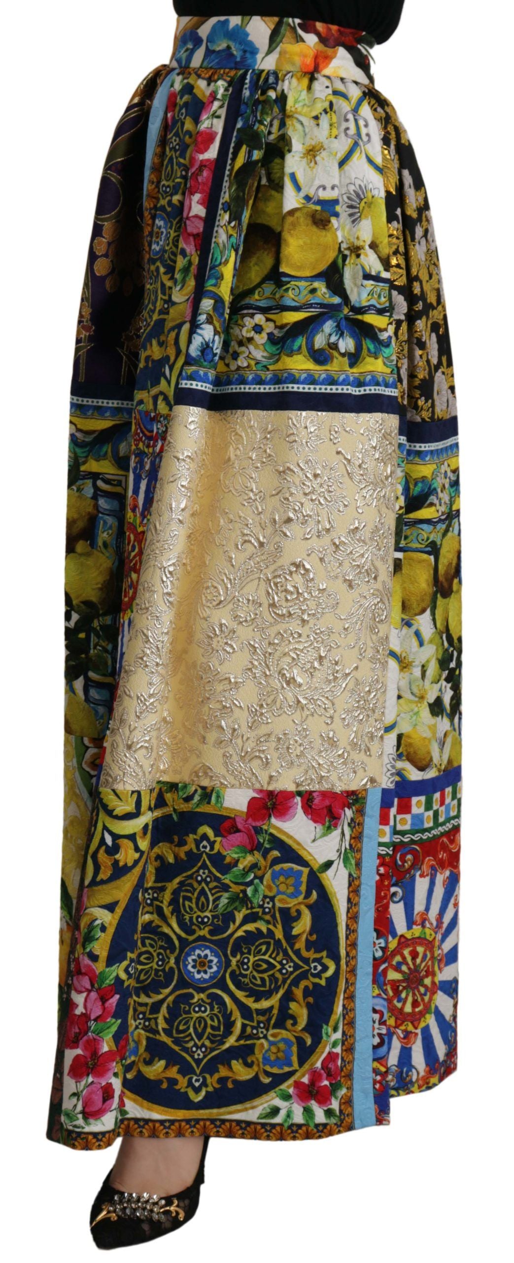 Dolce &amp; Gabbana Falda larga de cintura alta con estampados sicilianos