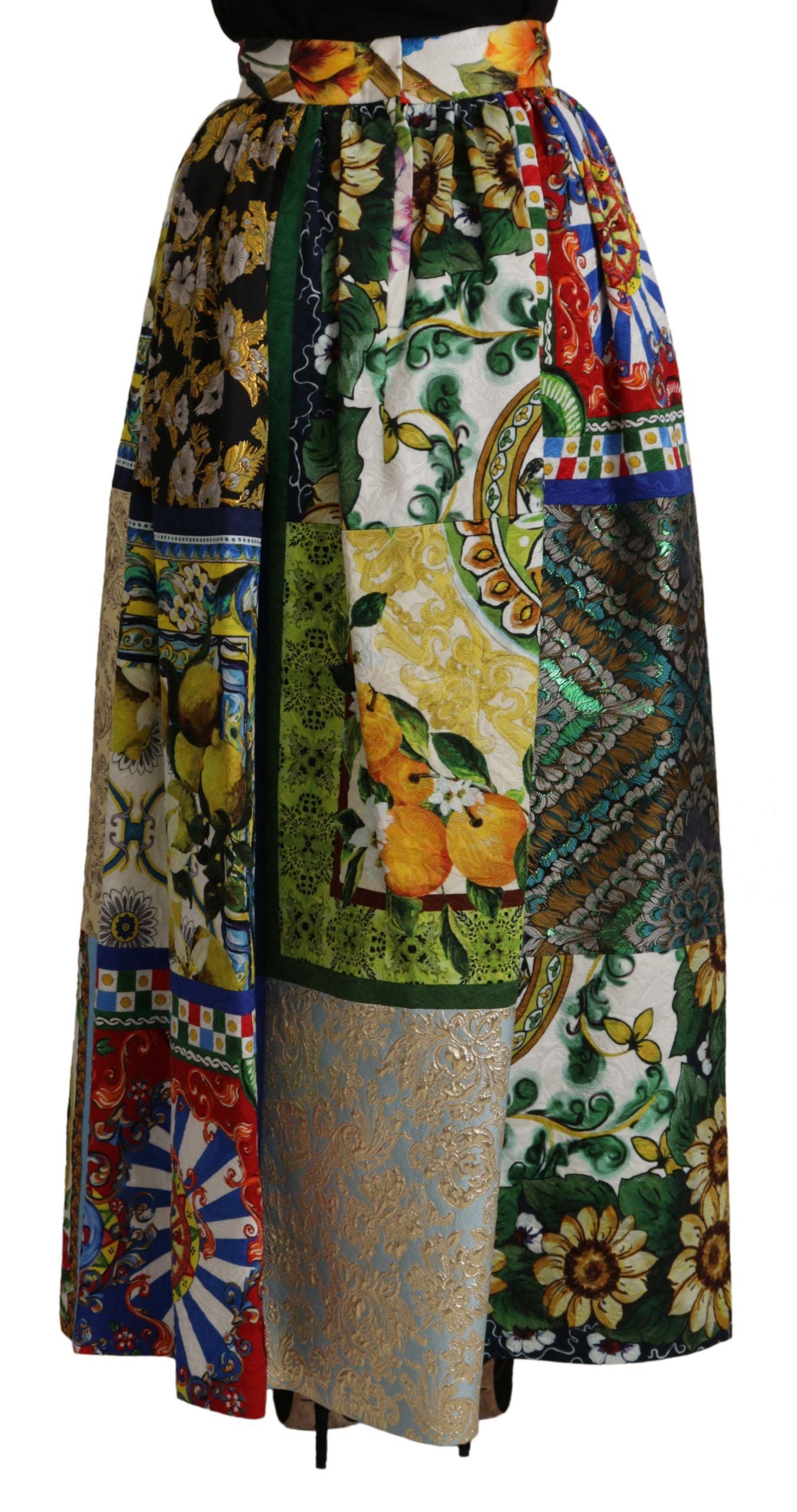 Dolce &amp; Gabbana Falda larga de cintura alta con estampados sicilianos