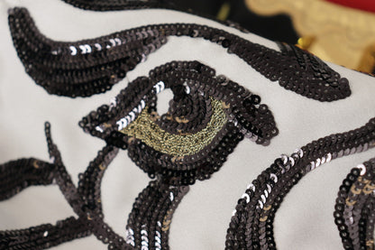 Dolce &amp; Gabbana Falda negra adornada acampanada de cintura alta