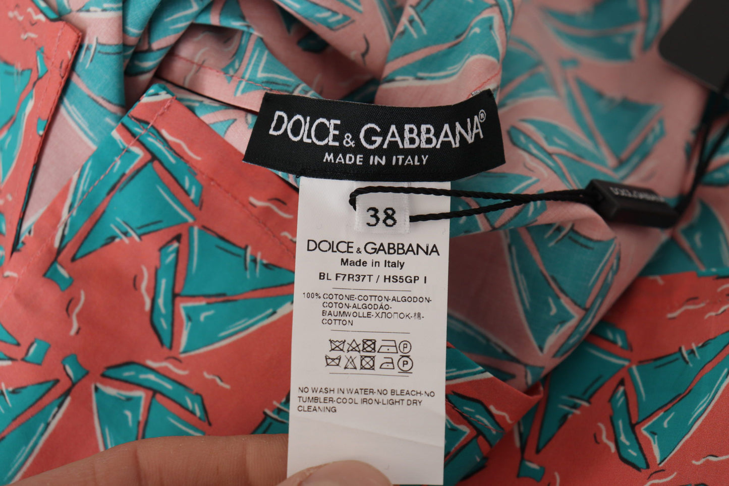 Dolce &amp; Gabbana Top de algodón con estampado de velero rosa elegante
