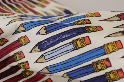 Dolce &amp; Gabbana Blusa de manga corta con estampado de lápiz blanco Chic