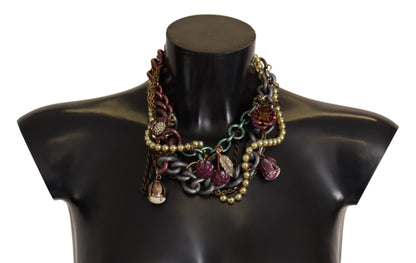 Dolce &amp; Gabbana Collar llamativo en tono dorado Sicilian Elegance