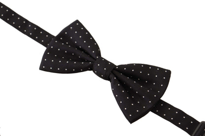 Dolce &amp; Gabbana Elegant Black Polka Dot Silk Bow Tie