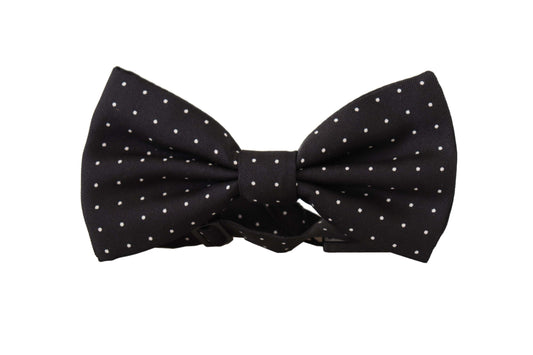 Dolce &amp; Gabbana Elegant Black Polka Dot Silk Bow Tie