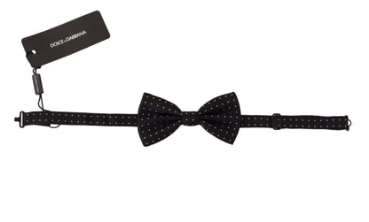 Dolce &amp; Gabbana Elegant Black Polka Dot Silk Bow Tie