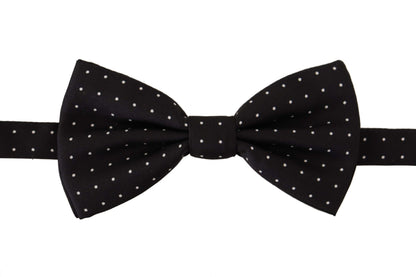 Dolce &amp; Gabbana Elegant Black Polka Dot Silk Bow Tie