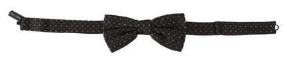 Dolce & Gabbana Gray Polka Dot 100% Silk Neck Papillon Tie