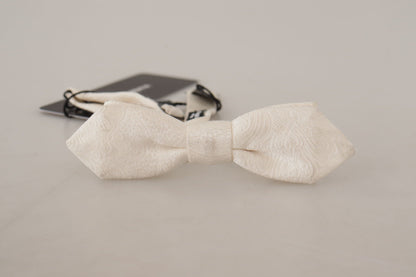Dolce &amp; Gabbana Elegant White Silk Bow Tie