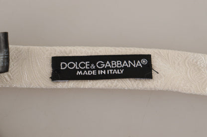 Dolce &amp; Gabbana Elegant White Silk Bow Tie