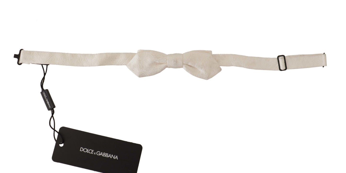 Dolce &amp; Gabbana Elegant White Silk Bow Tie