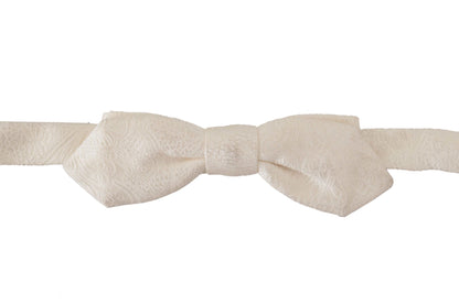 Dolce &amp; Gabbana Elegant White Silk Bow Tie