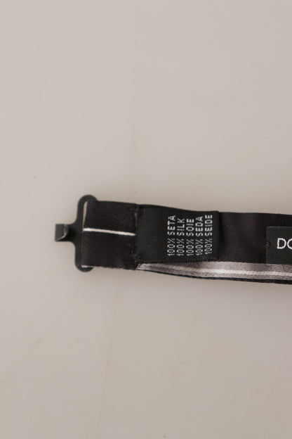 Dolce & Gabbana Black Grey Lining 100% Silk Neck Papillon Tie