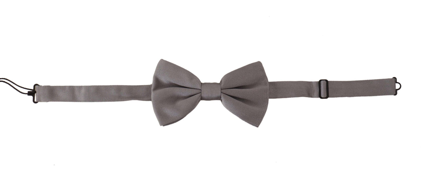Dolce &amp; Gabbana Elegant Gray Silk Bow Tie