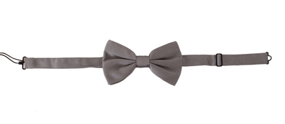 Dolce &amp; Gabbana Elegant Gray Silk Bow Tie