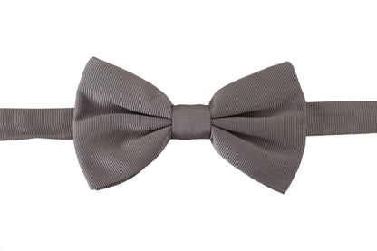 Dolce &amp; Gabbana Elegant Gray Silk Bow Tie