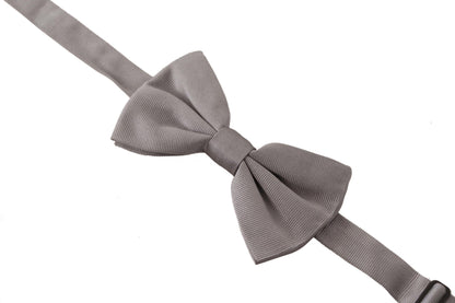 Dolce &amp; Gabbana Elegant Gray Silk Bow Tie