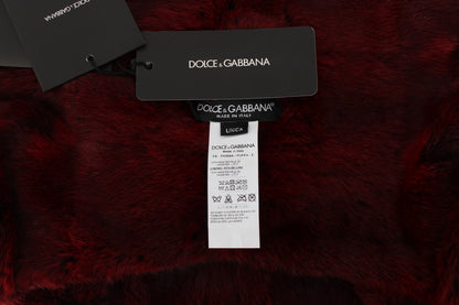 Dolce &amp; Gabbana Lujosa bufanda con capucha de piel color burdeos