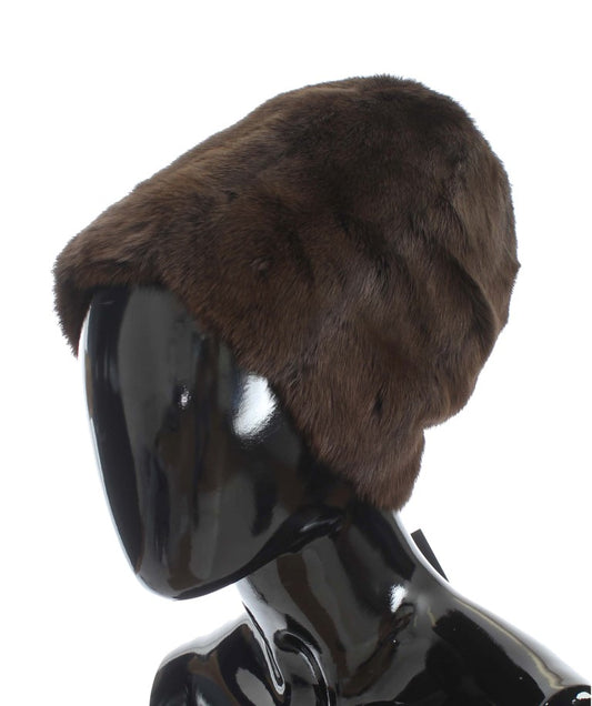 Dolce &amp; Gabbana Lujoso gorro de piel de comadreja marrón