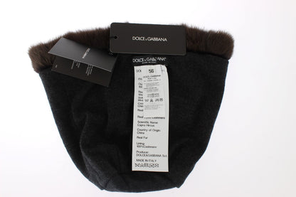 Dolce &amp; Gabbana Lujoso gorro de piel de comadreja marrón