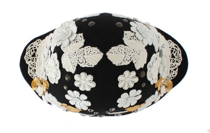 Dolce &amp; Gabbana Elegante sombrero cloche de lana floral negro