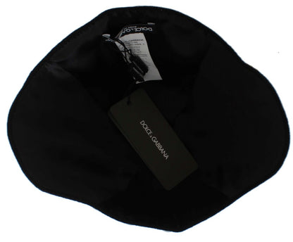 Dolce &amp; Gabbana Elegante sombrero cloche de lana floral negro