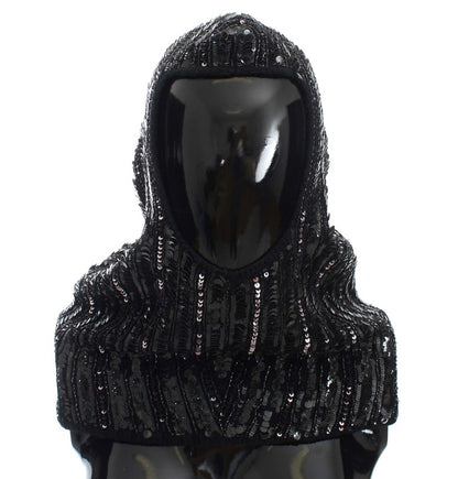 Dolce &amp; Gabbana Elegante bufanda con capucha y lentejuelas negras
