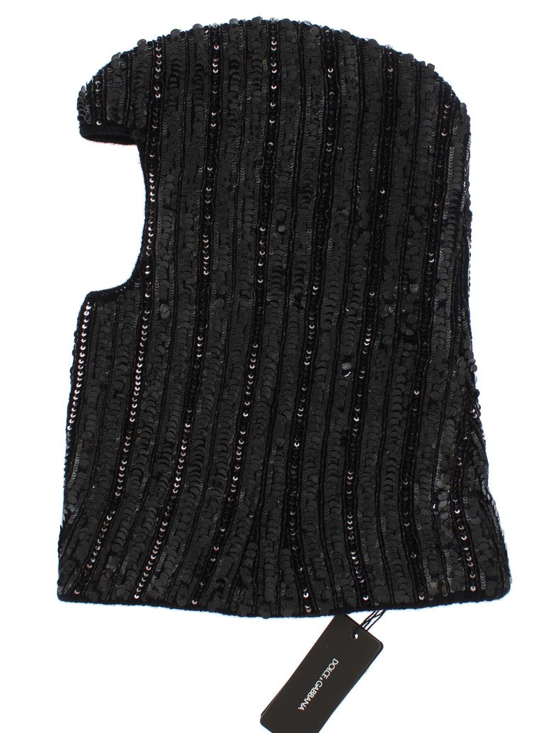 Dolce &amp; Gabbana Elegante bufanda con capucha y lentejuelas negras