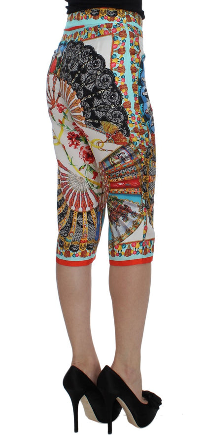 Dolce &amp; Gabbana Pantalón Capri De Seda De Mayólica Multicolor