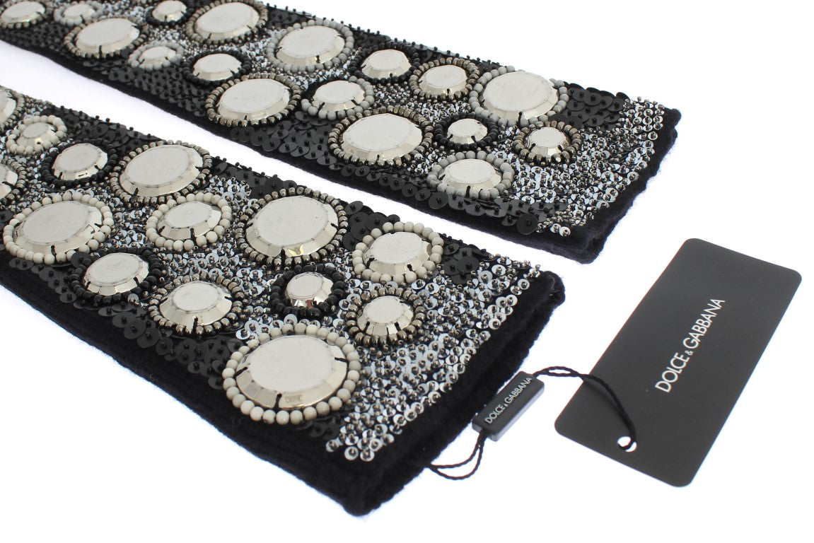 Dolce &amp; Gabbana Guantes sin dedos de cachemir adornados con lentejuelas